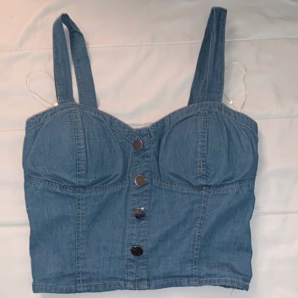 Blue Denim Crop Top